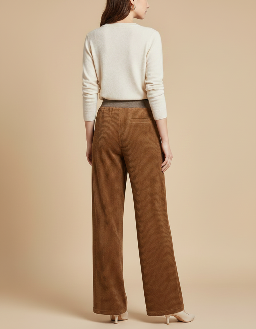 Pantalon Marron Côtelé Droit Ample Décontracté Hiver - Cordé - vue 2