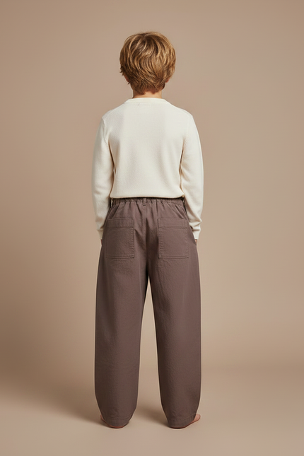 Pantalon Marron Enfant Ample Coton Décontracté Tendance - vue 2