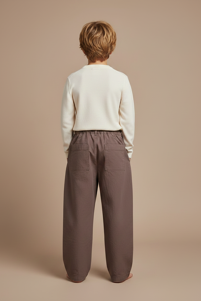Pantalon Marron Enfant Ample Coton Décontracté Tendance - vue 2