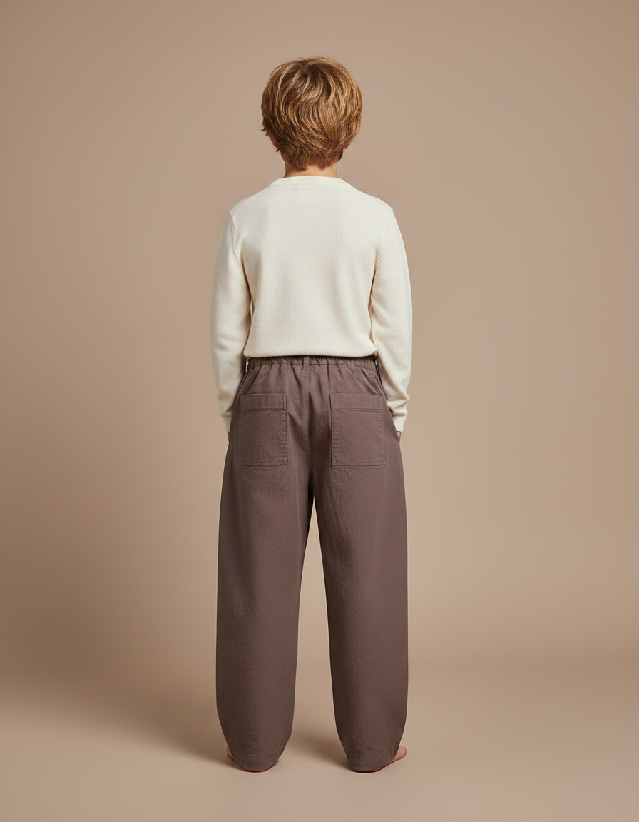 Pantalon Marron Enfant Ample Coton Décontracté Tendance - vue 2