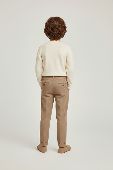Pantalon Marron Garçon Décontracté Slim Hiver Élégant - Tweed - vue 2
