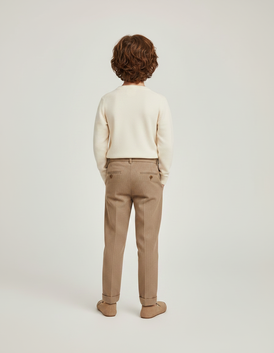 Pantalon Marron Garçon Décontracté Slim Hiver Élégant - Tweed - vue 2