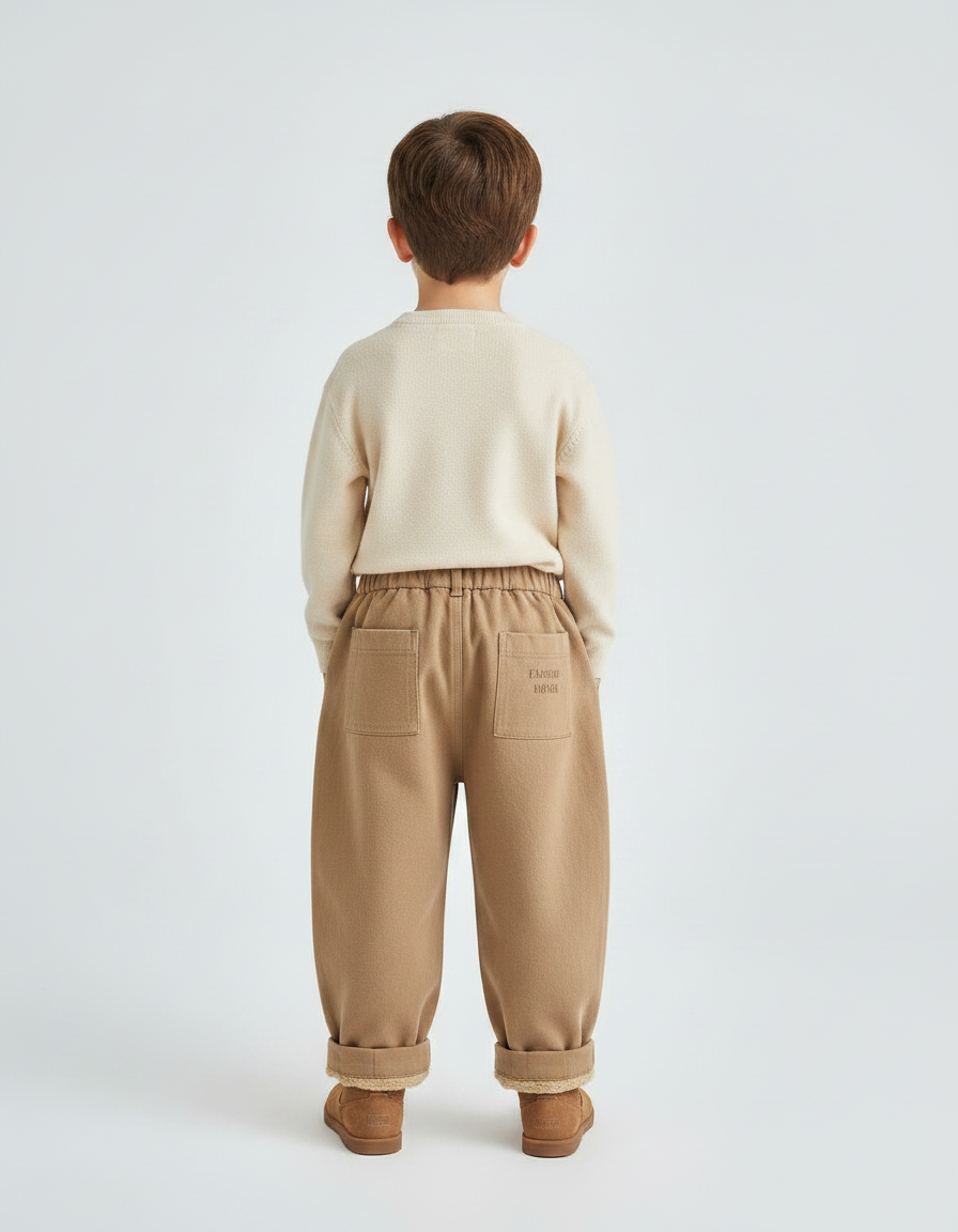 Pantalon Marron Épais Imprimé Doublé Polaire Enfant - Molleton - vue 2