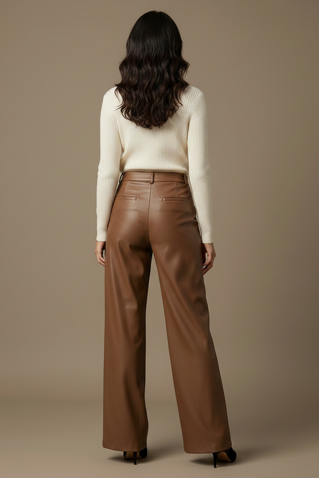 Pantalon Vinyle Marron - Simili cuir - vue 2