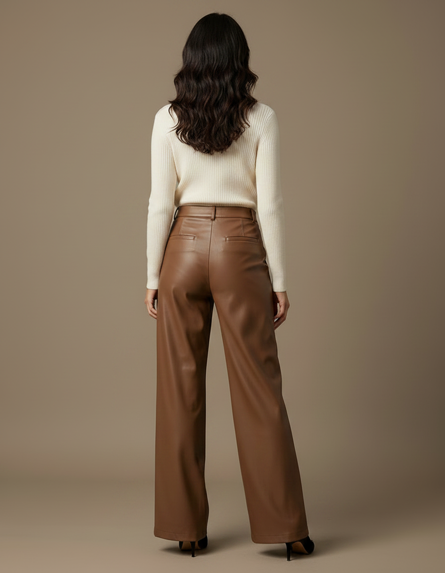 Pantalon Vinyle Marron - Simili cuir - vue 2