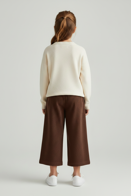 Pantalon Marron Ample Côtelé Confortable Enfant - Cordé - vue 2
