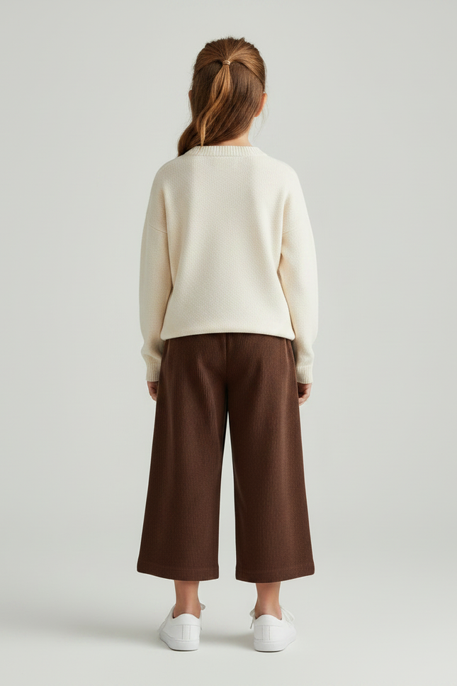 Pantalon Marron Ample Côtelé Confortable Enfant - Cordé - vue 2