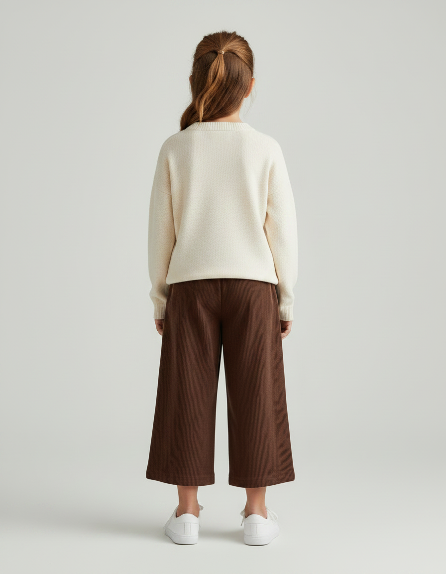 Pantalon Marron Ample Côtelé Confortable Enfant - Cordé - vue 2