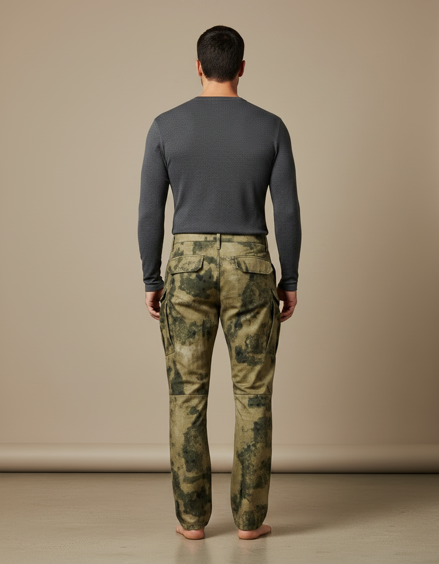 Pantalon Marron Camouflage Militaire Cargo Homme - Kaki Toile - vue 2