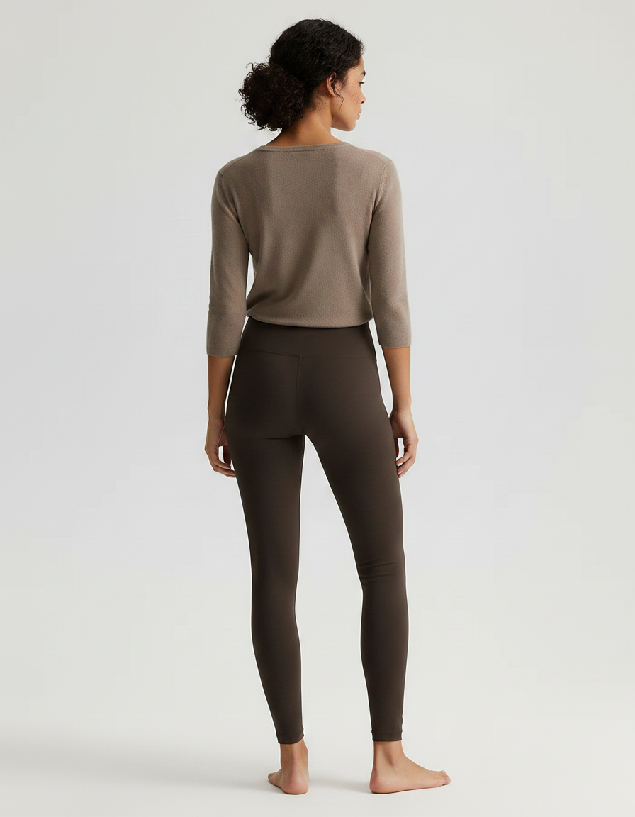 Pantalon Marron Confortable Taille Haute Fluide Femme - Polyester - vue 2