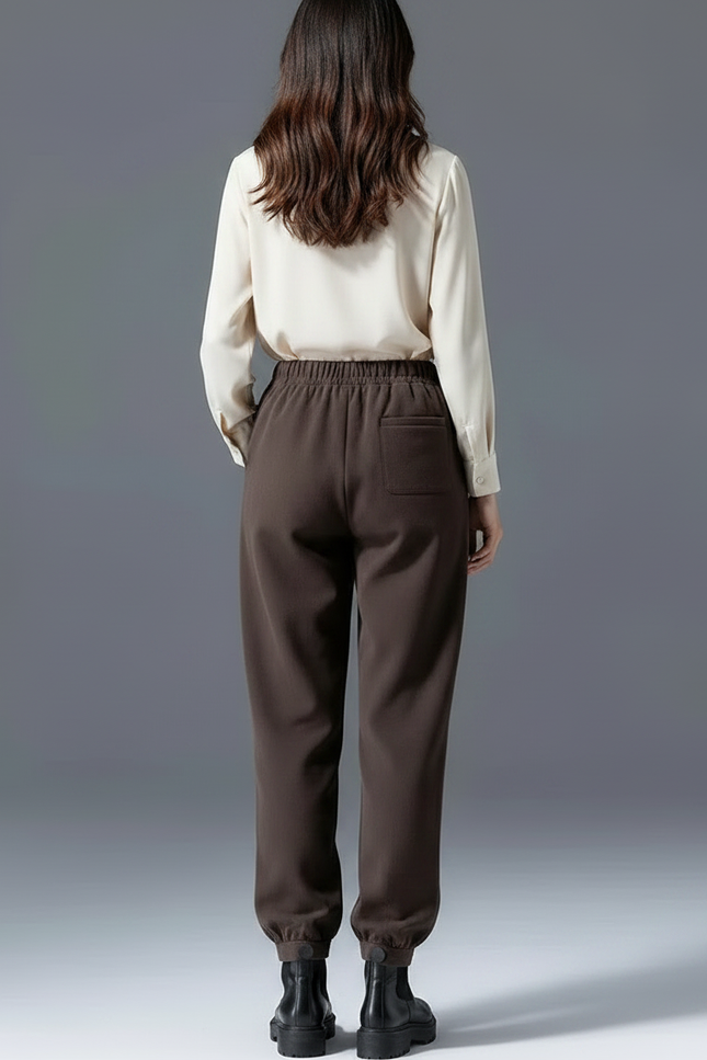 Pantalon Jogging Marron Femme - Molleton - vue 2