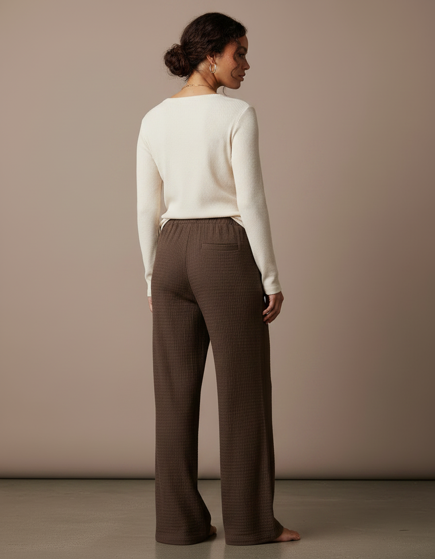 Pantalon Marron Ample Texturé Décontracté Confortable - Maille - vue 2