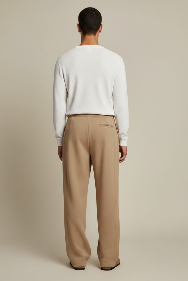 Pantalon Marron Ample Maille Décontracté Cordon Homme - Camel - vue 2