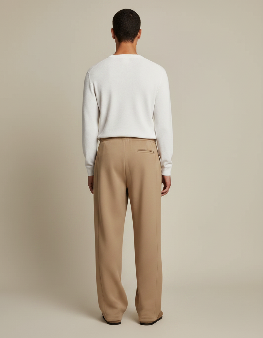 Pantalon Marron Ample Maille Décontracté Cordon Homme - Camel - vue 2