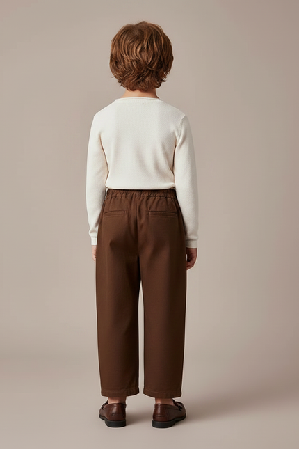 Pantalon Marron Ample Décontracté Coton Garçon - vue 2