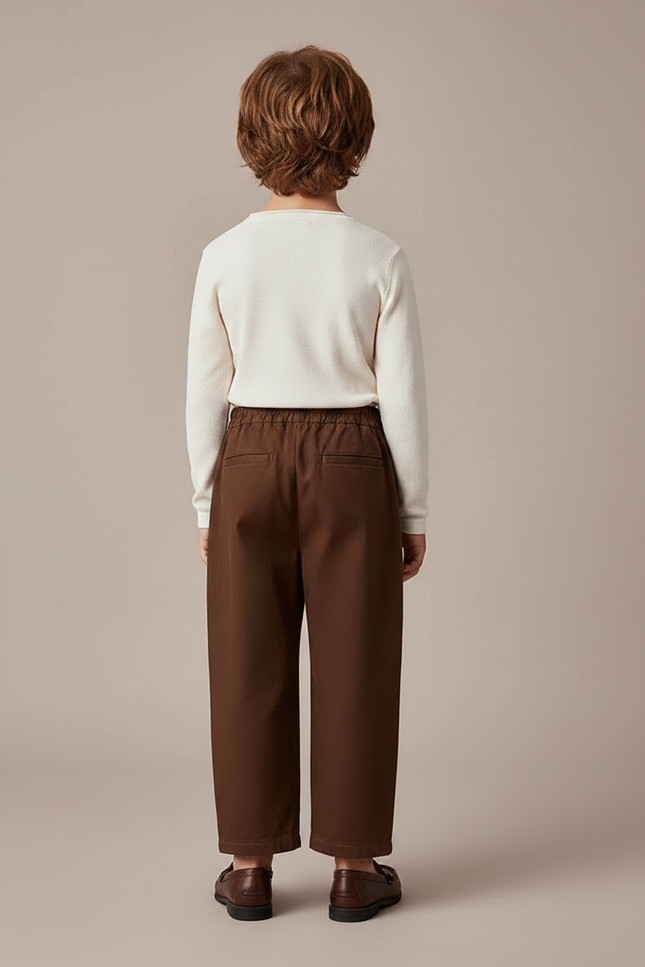 Pantalon Marron Ample Décontracté Coton Garçon - vue 2