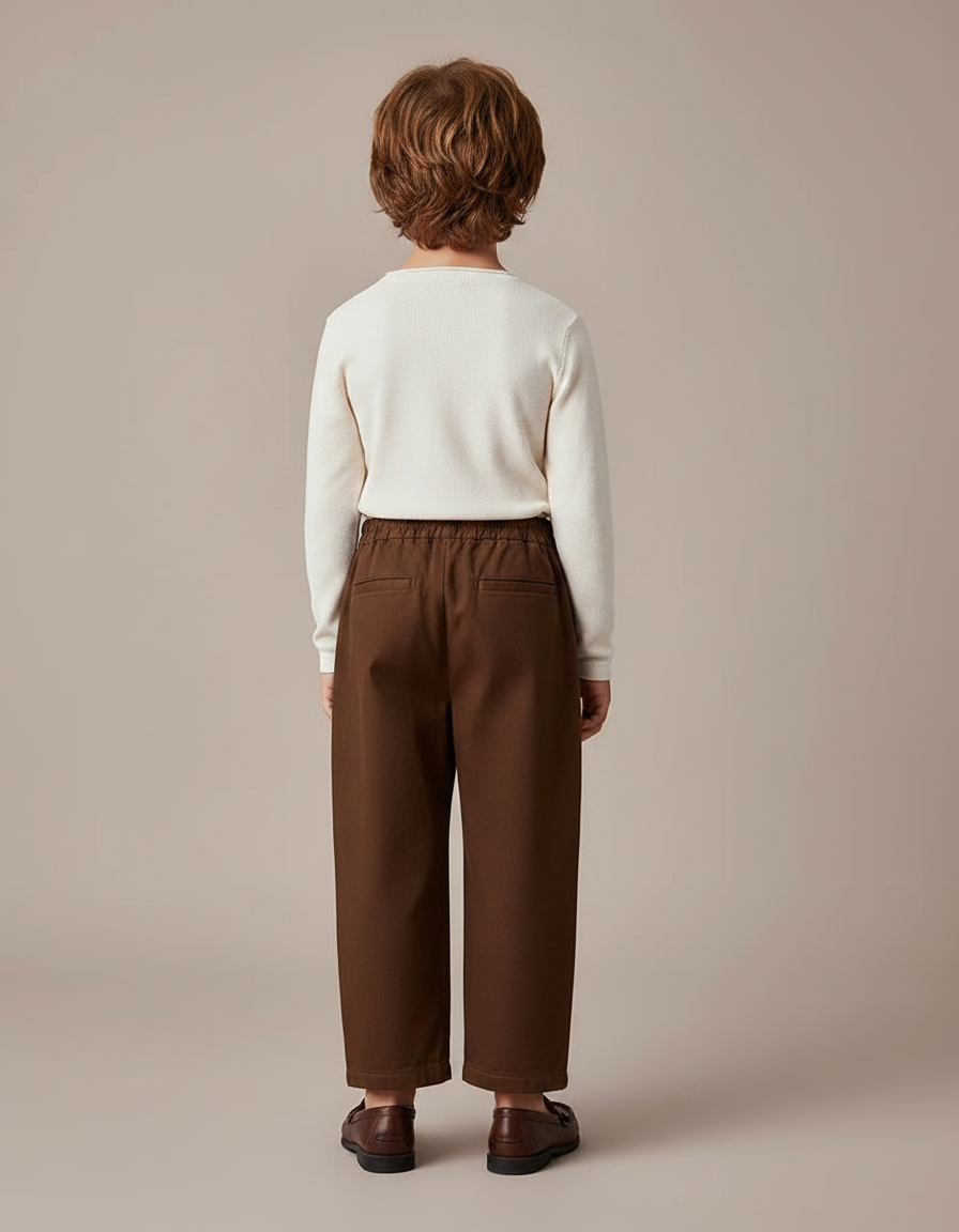 Pantalon Marron Ample Décontracté Coton Garçon - vue 2