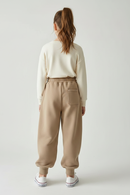 Pantalon Marron Ample Molletonné Confortable Enfant - vue 2