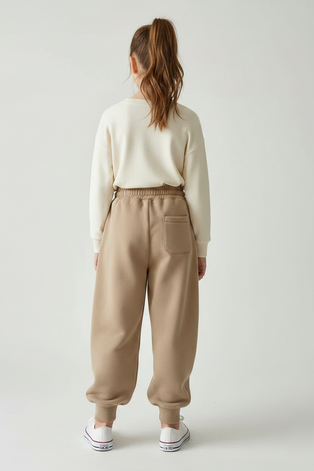 Pantalon Marron Ample Molletonné Confortable Enfant - vue 2