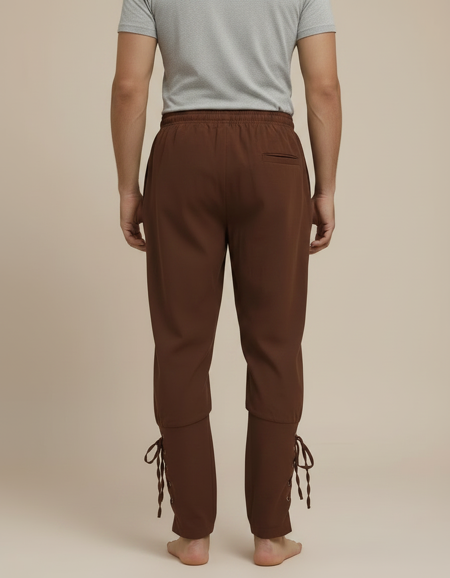 Pantalon Marron Taille Élastique - Coton - vue 2