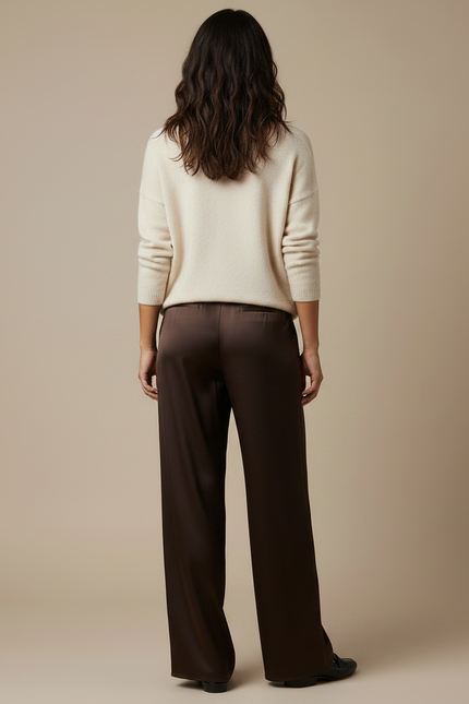 Pantalon Satin Marron - vue 2