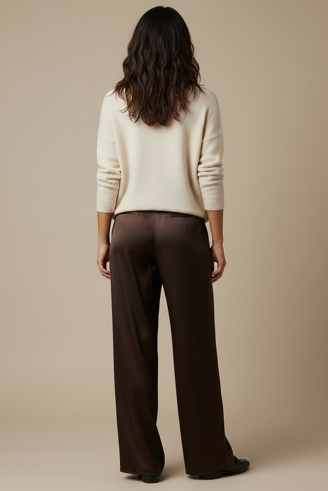 Pantalon Satin Marron - vue 2