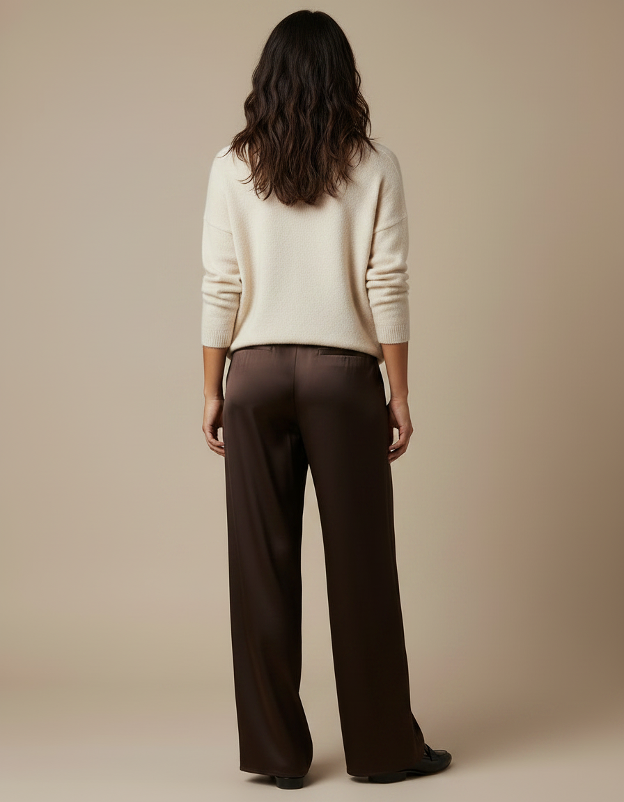 Pantalon Satin Marron - vue 2