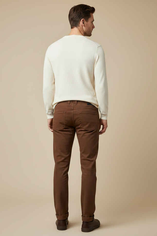 Pantalon Marron Slim Coton Décontracté Homme - Gabardine - vue 2
