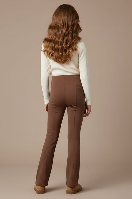 Pantalon Marron Évasé Taille Haute Confortable Enfant - Molleton - vue 2