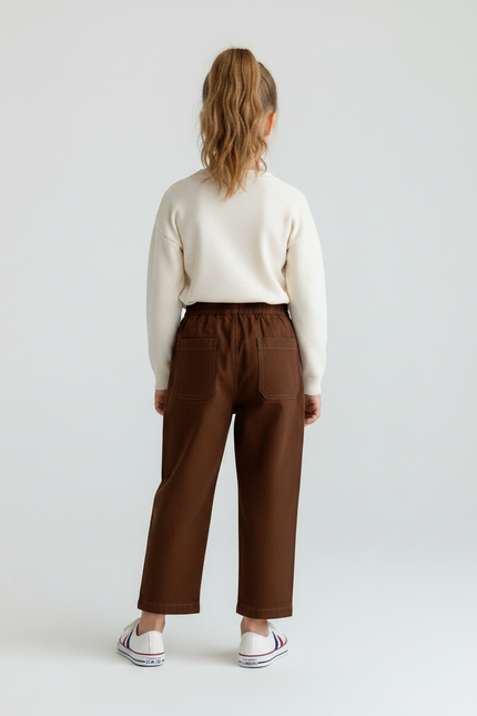 Pantalon Marron Ample Coton Casual Enfant - Toile - vue 2