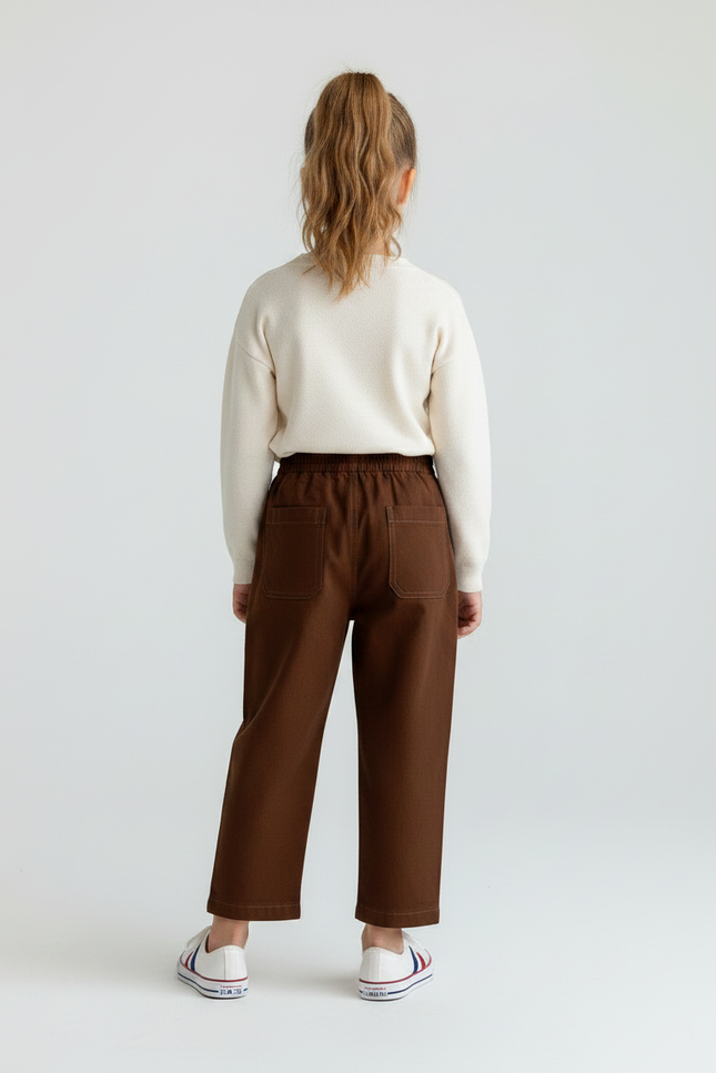 Pantalon Marron Ample Coton Casual Enfant - Toile - vue 2