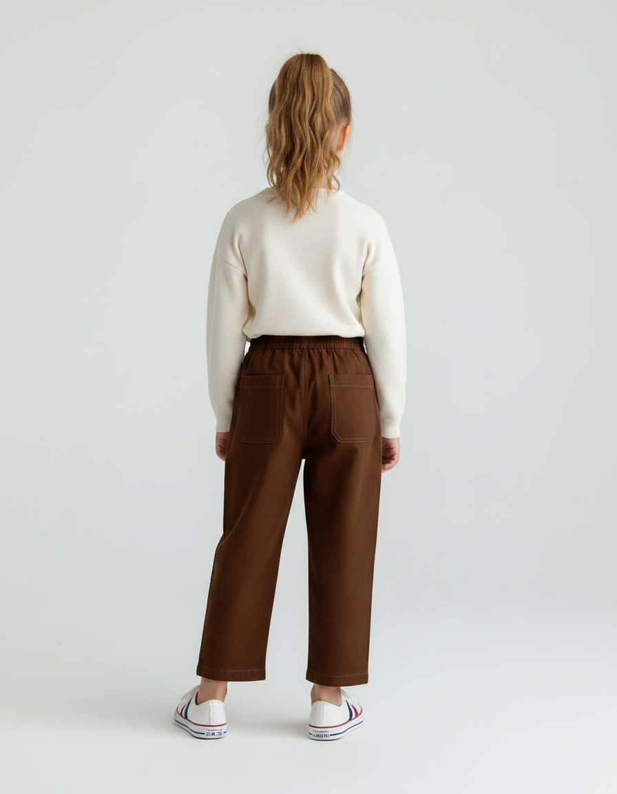 Pantalon Marron Ample Coton Casual Enfant - Toile - vue 2