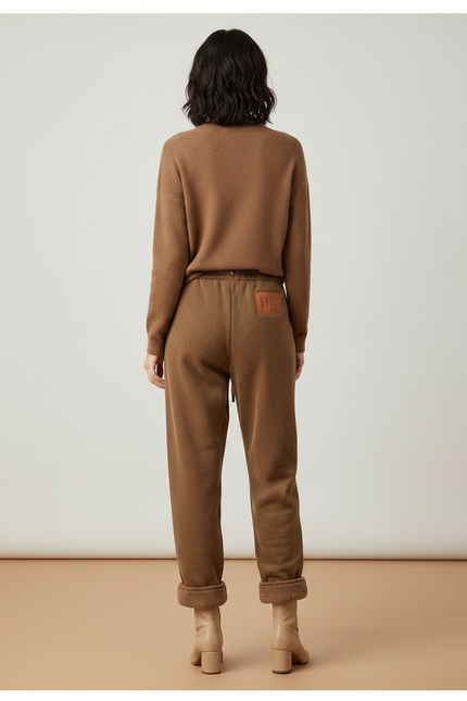 Pantalon Marron Polaire Ample Chaud Décontracté Femme - Molleton - vue 2
