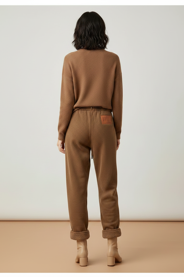 Pantalon Marron Polaire Ample Chaud Décontracté Femme - Molleton - vue 2