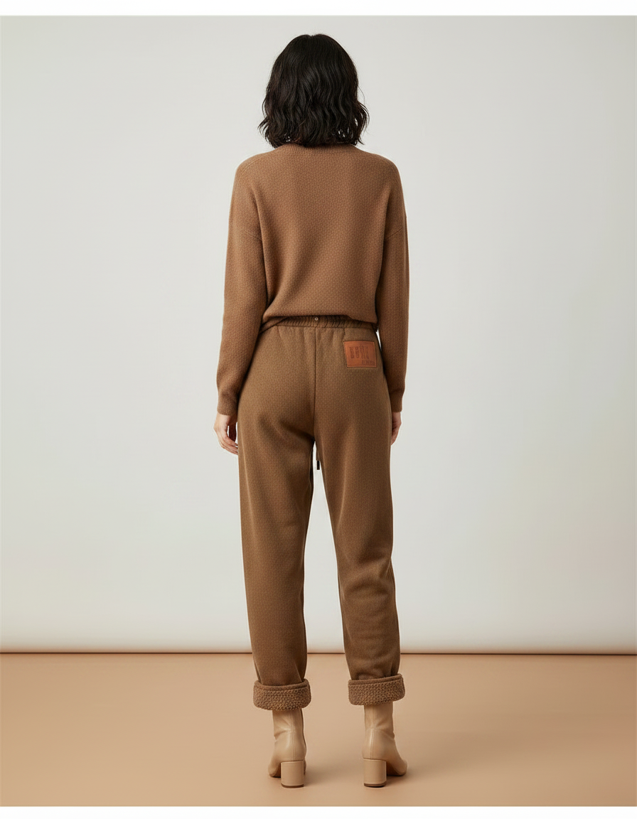 Pantalon Marron Polaire Ample Chaud Décontracté Femme - Molleton - vue 2