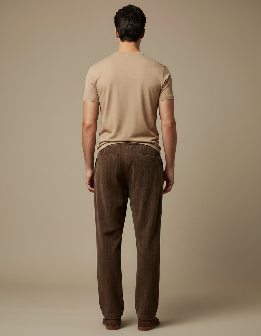 Pantalon Marron Côtelé Droit Ample Cordon Homme - Cordé - vue 2