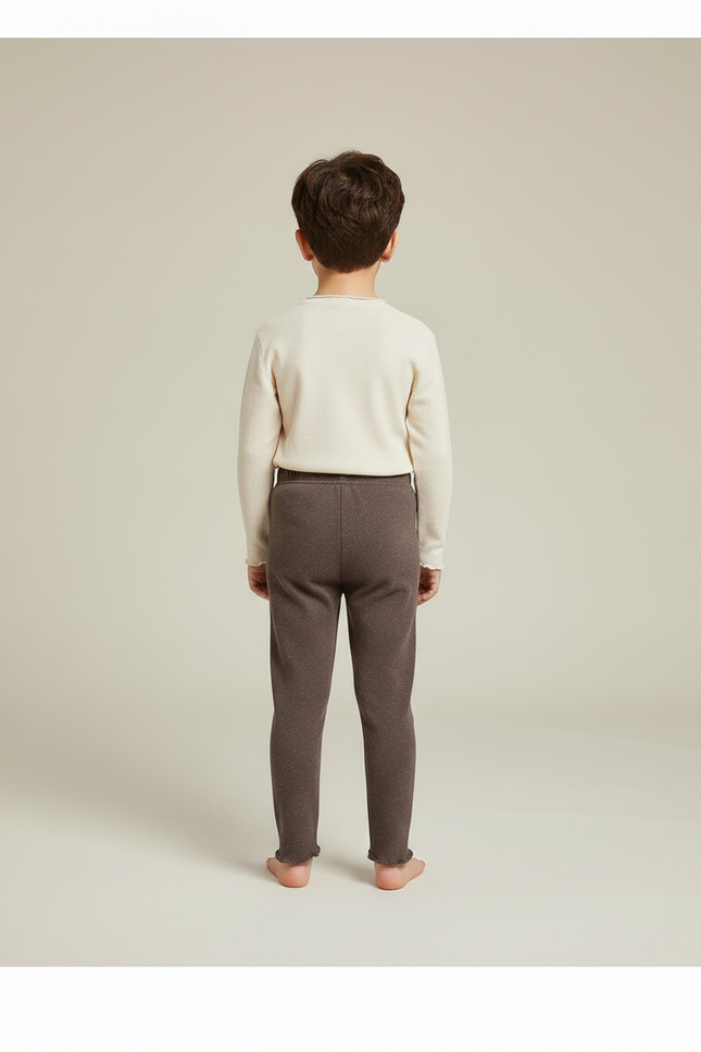 Pantalon Marron Moucheté Doublé Chaud Confortable Enfant - Molleton - vue 2