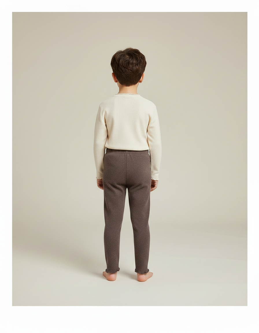 Pantalon Marron Moucheté Doublé Chaud Confortable Enfant - Molleton - vue 2