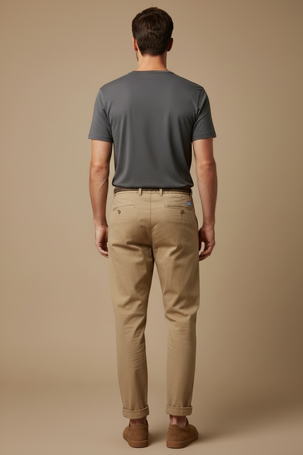Pantalon Marron Coton Ample Décontracté Homme - Camel - vue 2