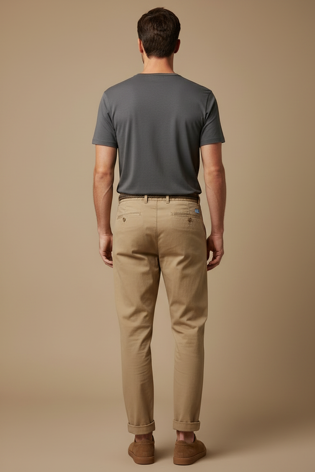 Pantalon Marron Coton Ample Décontracté Homme - Camel - vue 2