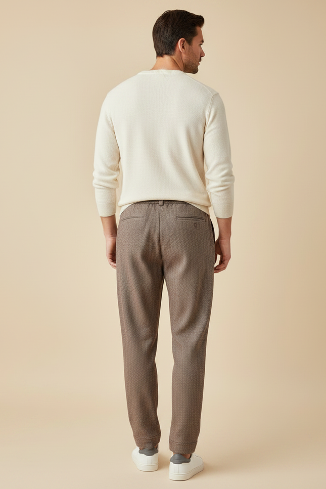 Pantalon Marron Jacquard Décontracté Confortable Cordon De Serrage - Tweed - vue 2