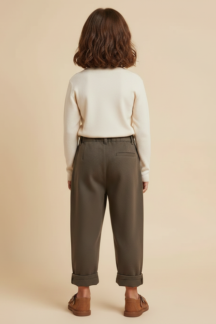 Pantalon Slouchy Marron - Kaki Molleton - vue 2