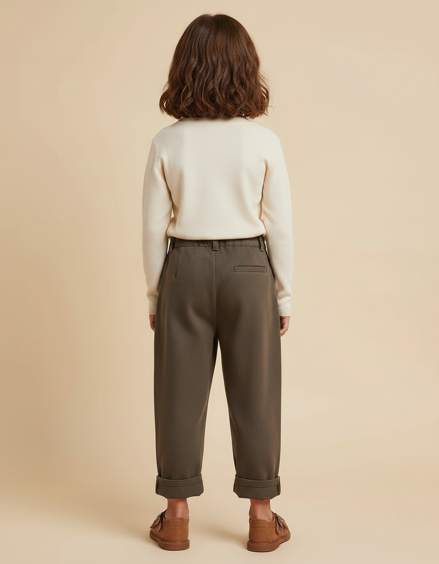 Pantalon Slouchy Marron - Kaki Molleton - vue 2