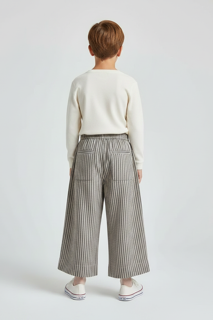 Pantalon Marron Rayé Ample Décontracté Enfant - Tweed - vue 2
