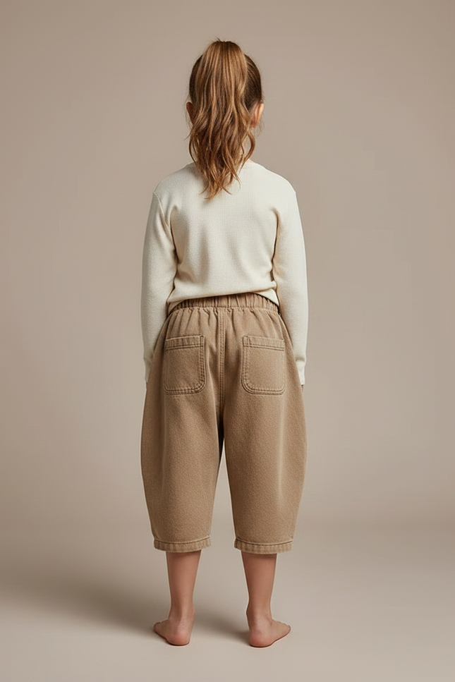 Pantalon Marron Ample Décontracté Harem Enfant - Molleton - vue 2