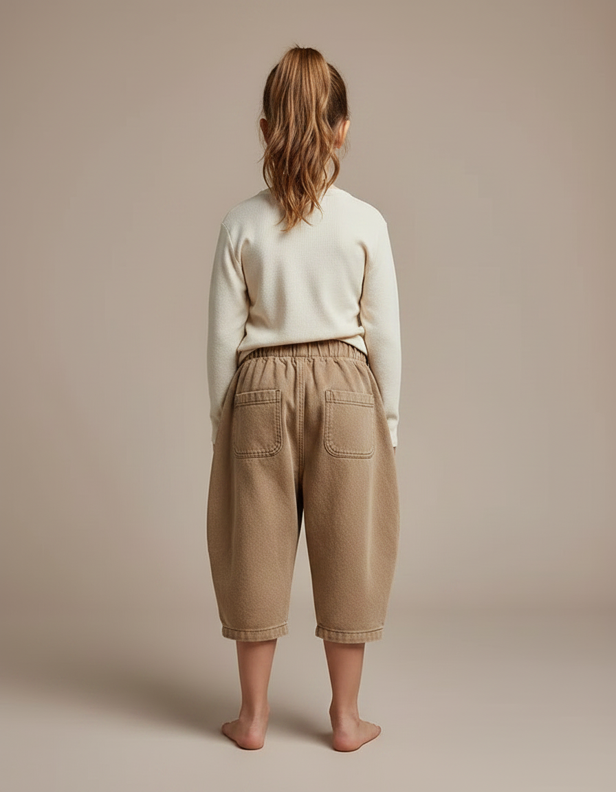 Pantalon Marron Ample Décontracté Harem Enfant - Molleton - vue 2