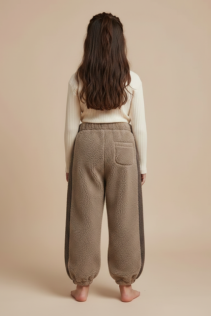 Pantalon Marron Polaire Ample Chaud Bicolore Enfant - Molleton - vue 2