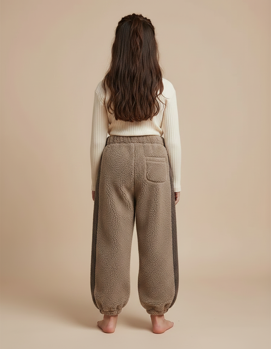 Pantalon Marron Polaire Ample Chaud Bicolore Enfant - Molleton - vue 2