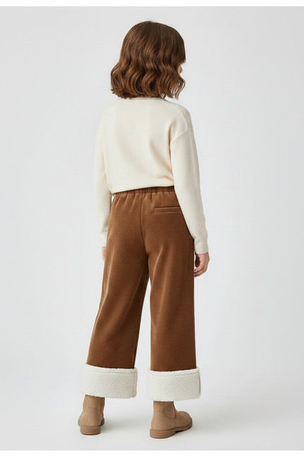 Pantalon Marron Côtelé Doublé Sherpa Hiver Enfant - Cordé - vue 2