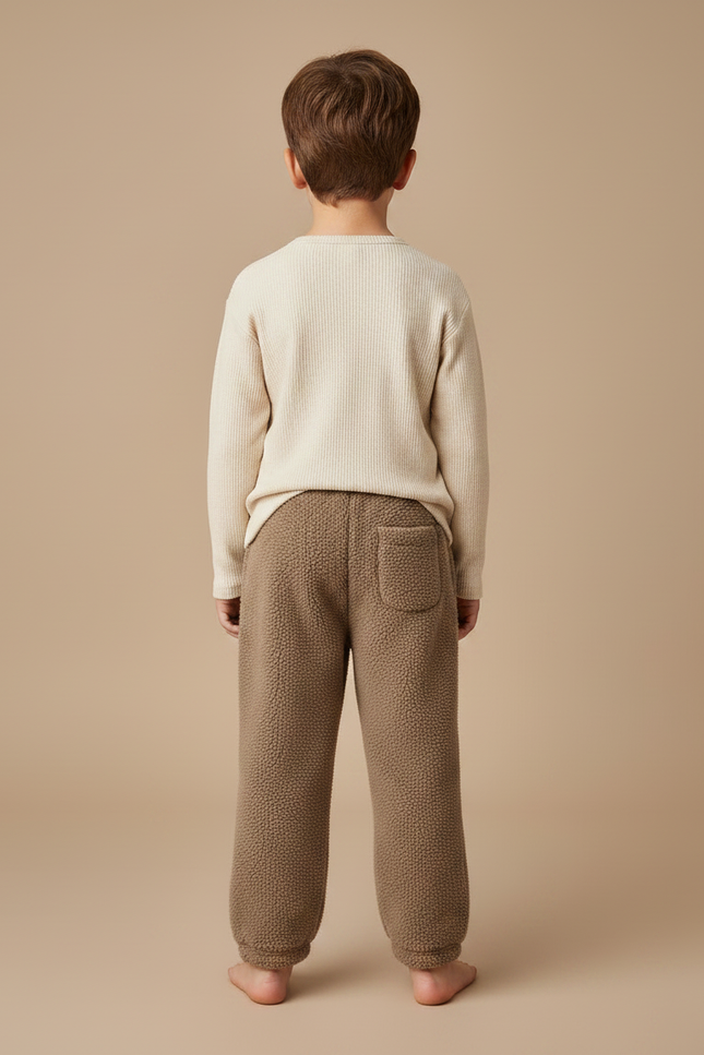Pantalon Marron Polaire Doux Ample Confortable Enfant - Molleton - vue 2